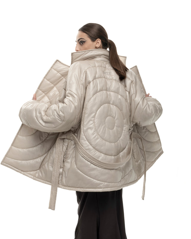 RETENTION BEIGE PADDED OVERSIZED QUILTED COAT