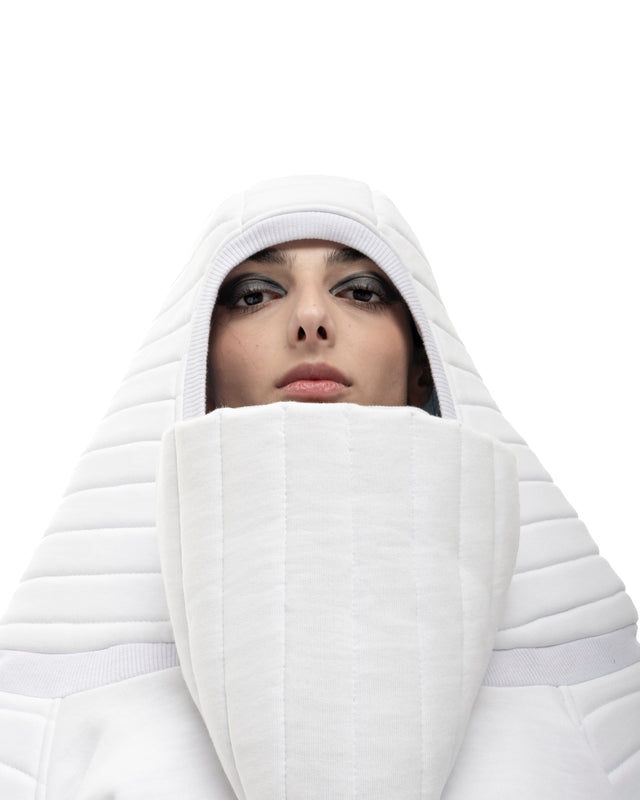 RETENTION WHITE PADDED QUILTED OVERSIZED SWEATSHIRT