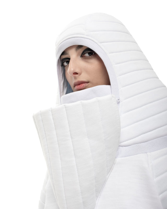 RETENTION WHITE PADDED QUILTED OVERSIZED SWEATSHIRT