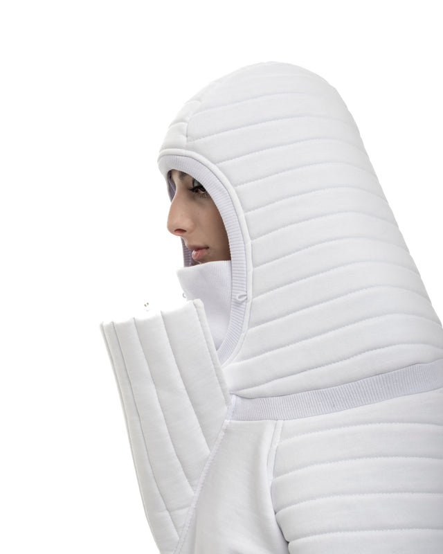 RETENTION WHITE PADDED QUILTED OVERSIZED SWEATSHIRT