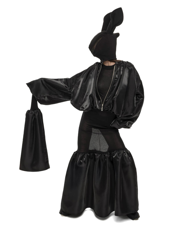 RETENTION BLACK LIQUID CROPPED BOMBER JACKET