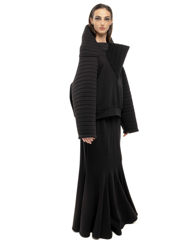 RETENTION BLACK PADDED QUILTED OVERSIZED SWEATSHIRT