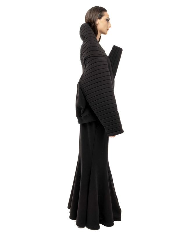 RETENTION BLACK PADDED QUILTED OVERSIZED SWEATSHIRT