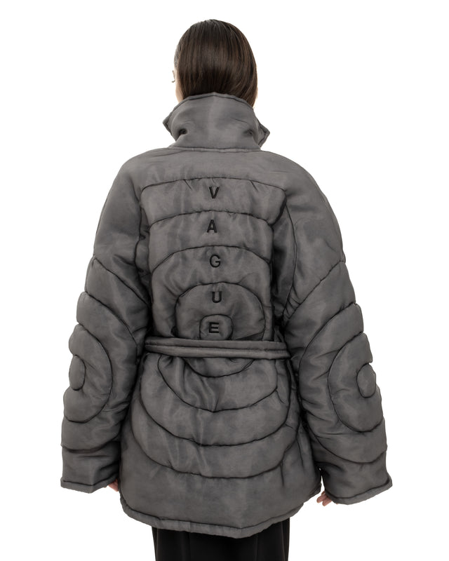 RETENTION BLACK ORGANZA PADDED OVERSIZED QUILTED COAT