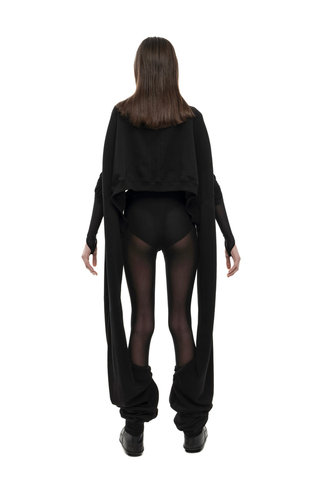 RETENTION BLACK OVERSIZED TRANSFORMER CROPPED SWEATSHIRT