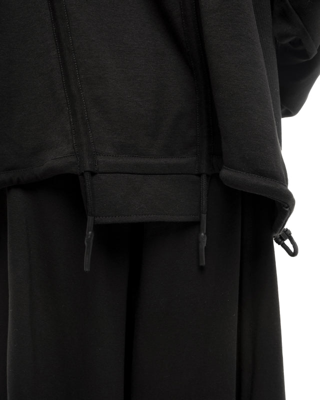 RETENTION BLACK OVERSIZED HOODED GATHERED DRAWSTRINGS SWEATSHIRT