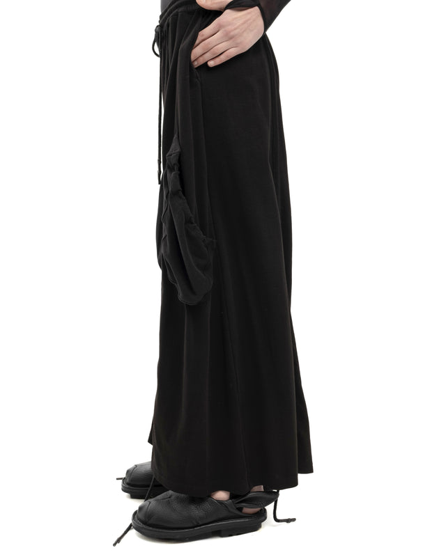 RETENTION BLACK WIDE-LEG RELAXED-FIT DRAWSTRING PANTS