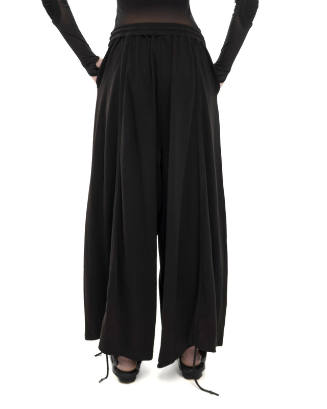 RETENTION BLACK WIDE-LEG RELAXED-FIT DRAWSTRING PANTS