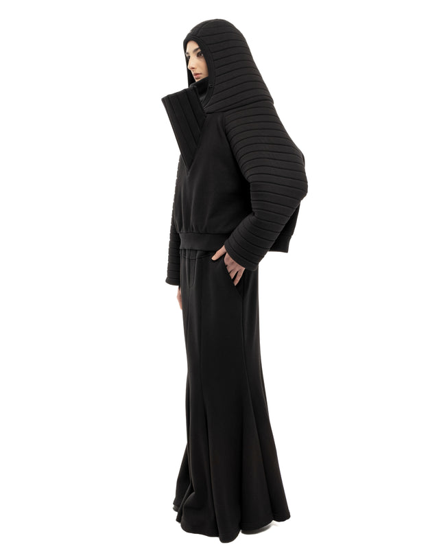 RETENTION BLACK PADDED QUILTED OVERSIZED SWEATSHIRT