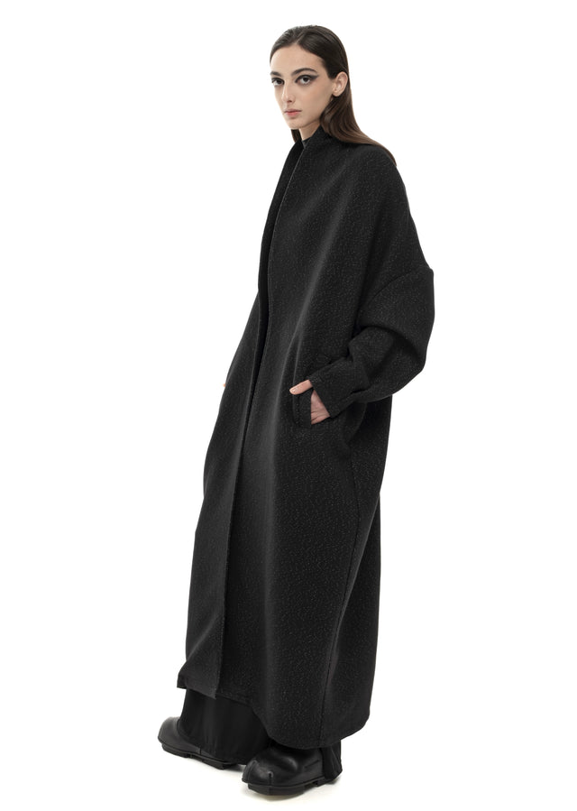 RETENTION BLACK MAXI LOOSE DROP-STILL SILHOUETTE JACKET