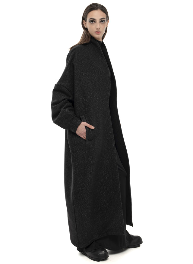 RETENTION BLACK MAXI LOOSE DROP-STILL SILHOUETTE JACKET