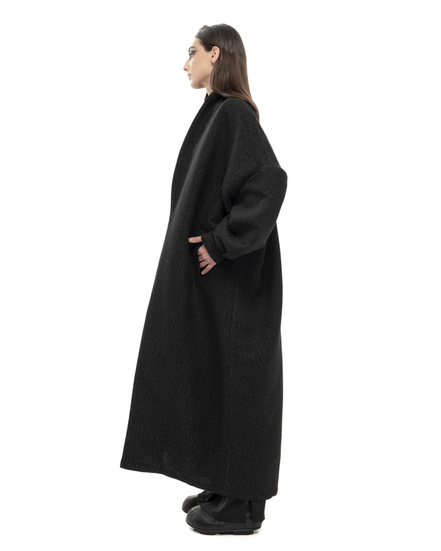 RETENTION BLACK MAXI LOOSE DROP-STILL SILHOUETTE JACKET