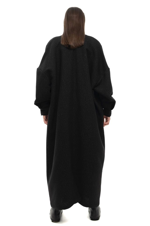 RETENTION BLACK MAXI LOOSE DROP-STILL SILHOUETTE JACKET