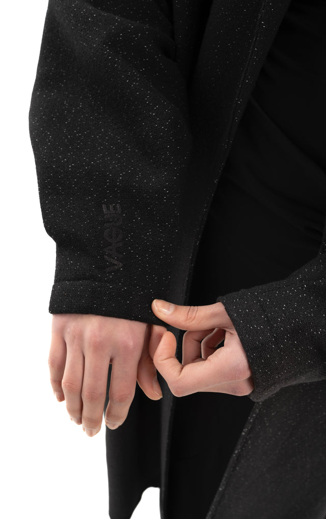 RETENTION BLACK MAXI LOOSE DROP-STILL SILHOUETTE JACKET