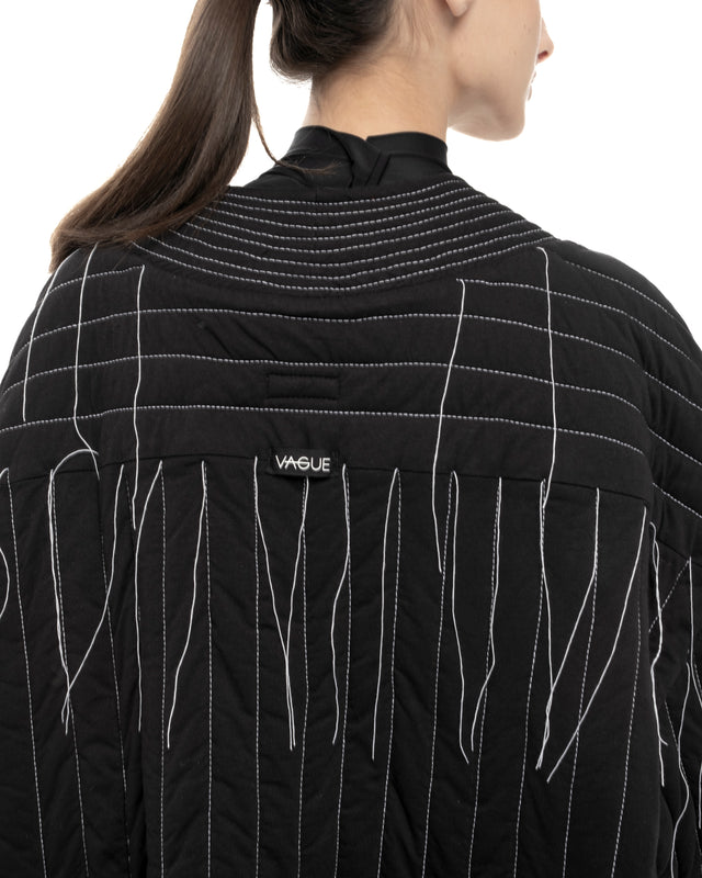 RETENTION BLACK PADDED QUILTED REVERSIBLE KIMONO COAT