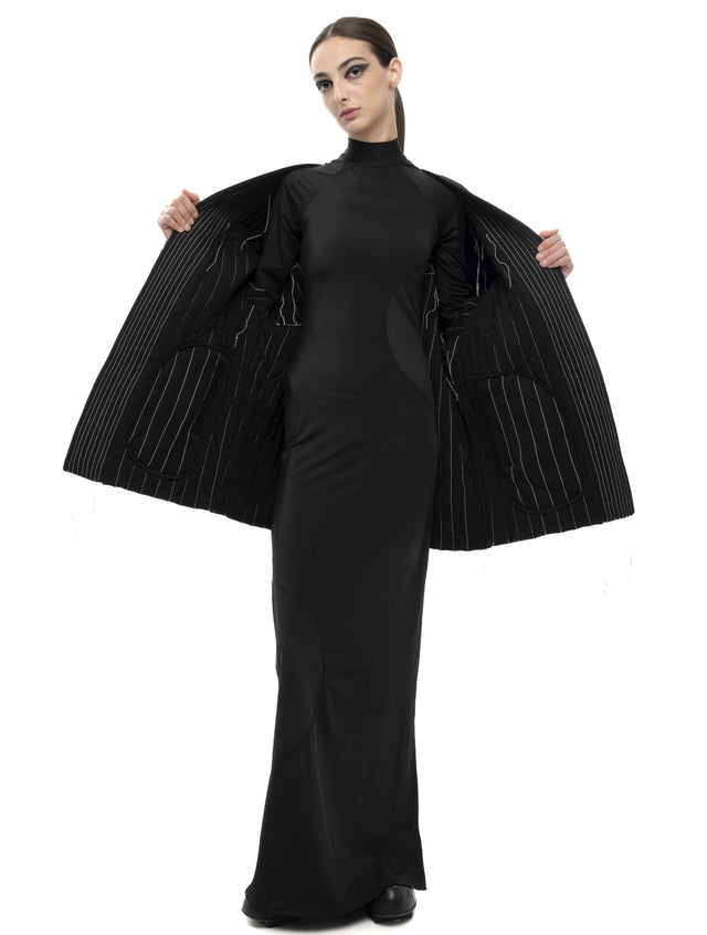 RETENTION BLACK PADDED QUILTED REVERSIBLE KIMONO COAT