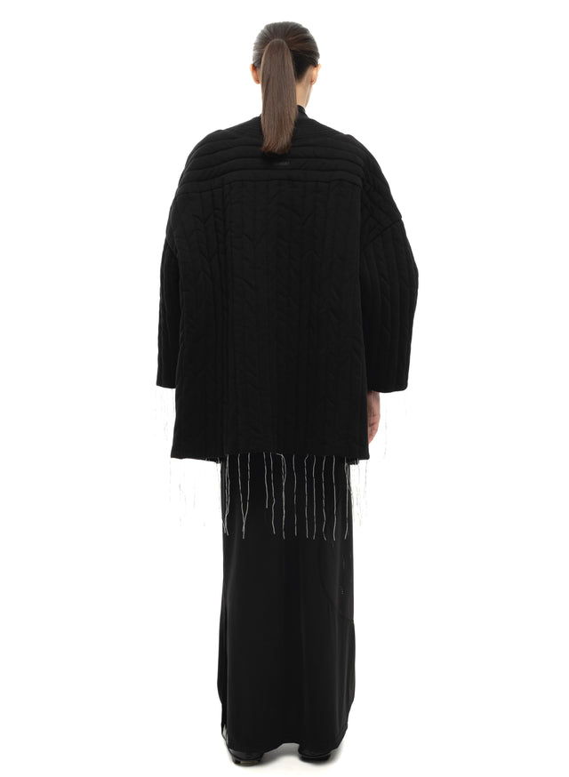 RETENTION BLACK PADDED QUILTED REVERSIBLE KIMONO COAT