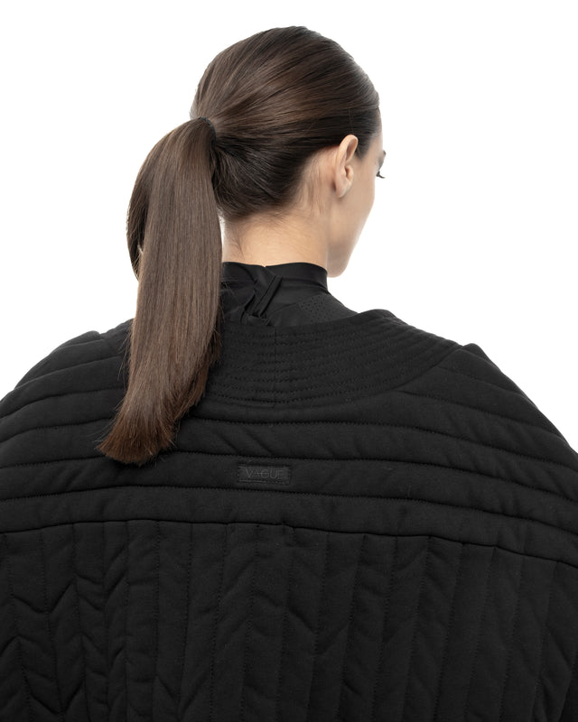 RETENTION BLACK PADDED QUILTED REVERSIBLE KIMONO COAT