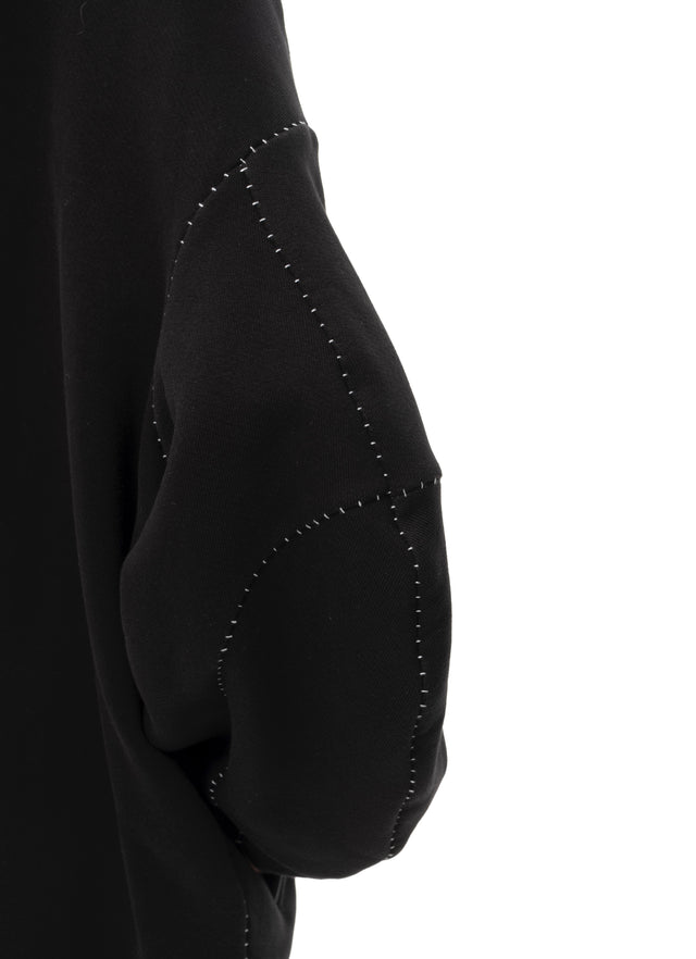 RETENTION BLACK OVERSIZED MID-LENGTH BALLOON-SHAPE SLEEVES COAT