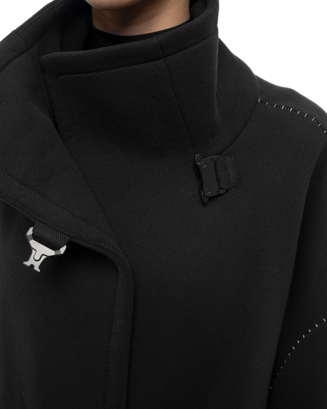 RETENTION BLACK OVERSIZED MID-LENGTH BALLOON-SHAPE SLEEVES COAT