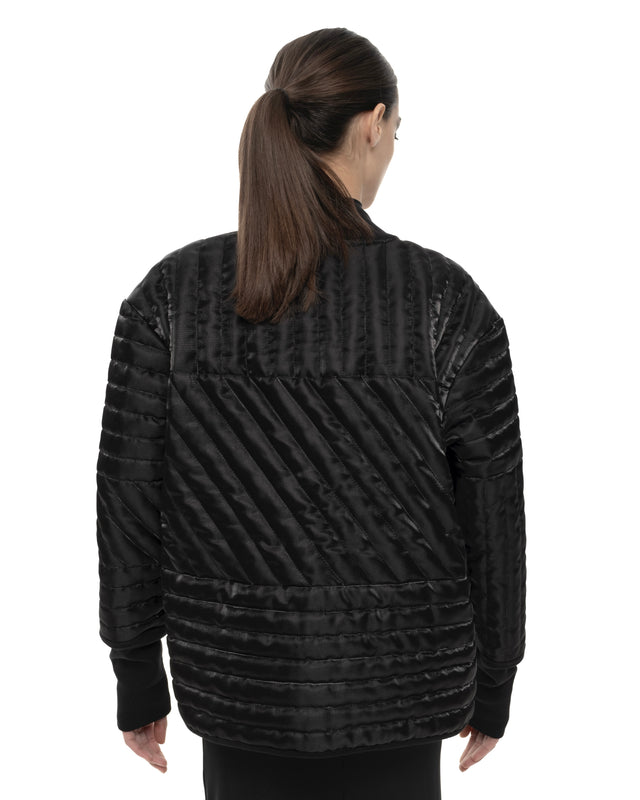 RETENTION BLACK PADDED LIQUID QUILTED CROPPED JACKET