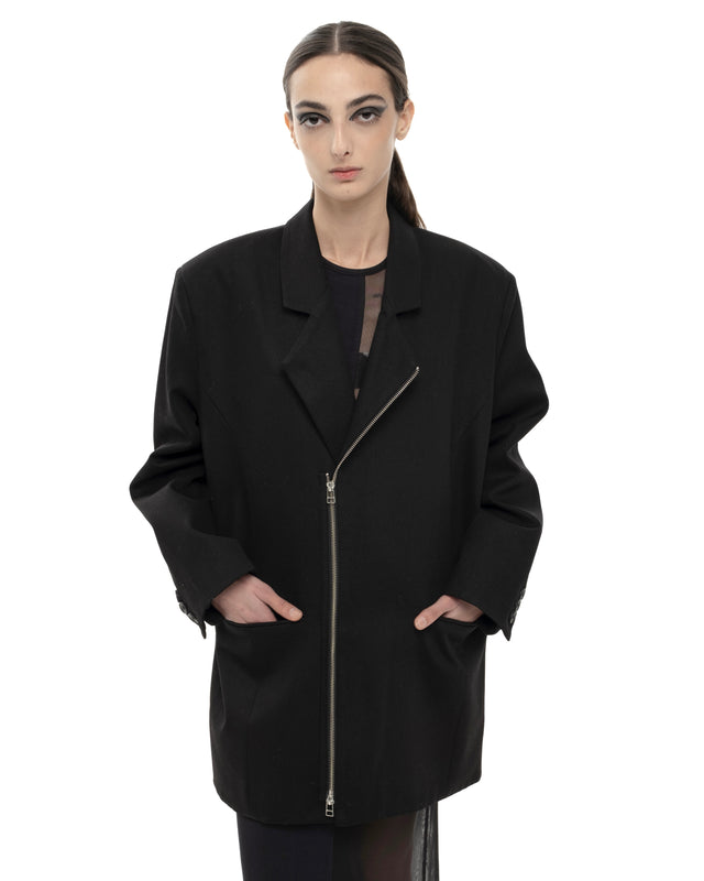 RETENTION BLACK OVERSIZED BLAZER WITH A STRUCTURED SILHOUETTE