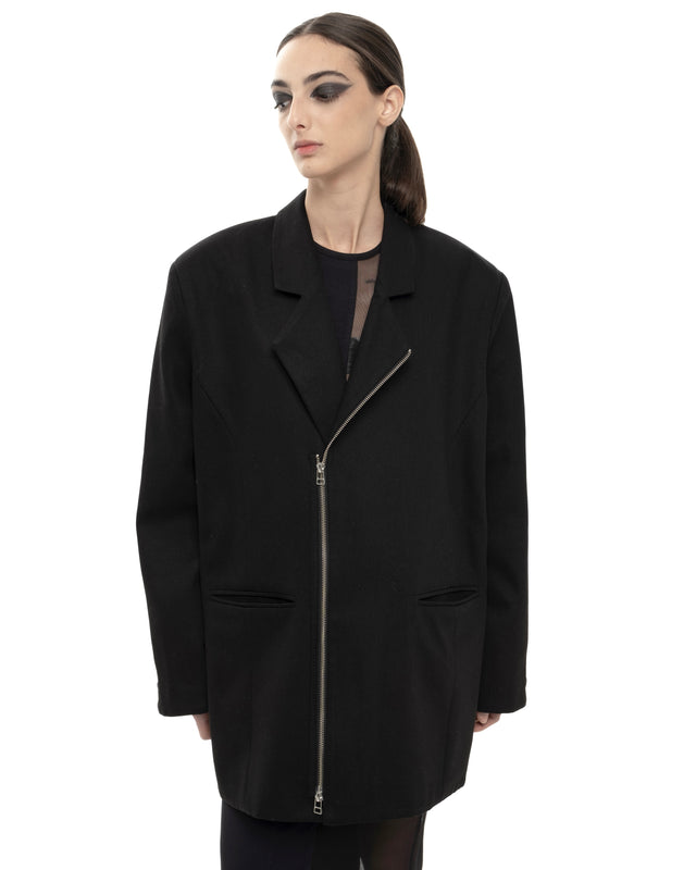 RETENTION BLACK OVERSIZED BLAZER WITH A STRUCTURED SILHOUETTE