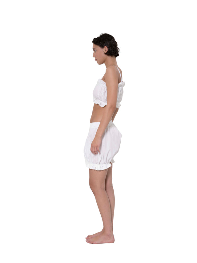 ÉTHER WHITE GATHERED COTTON BANDEAU
