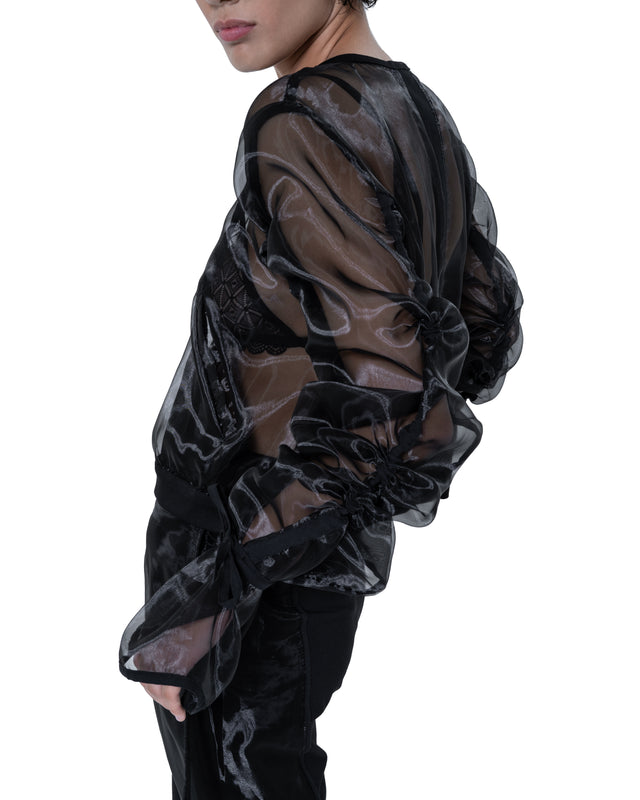 ÉTHER OVERSIZED GATHERED DRAWSTRINGS ZIP UP JACKET