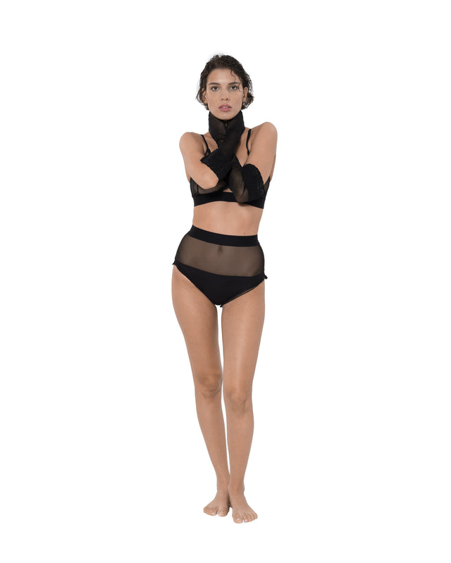 ÉTHER SHEER HIGH-WAIST BLACK BRIEF