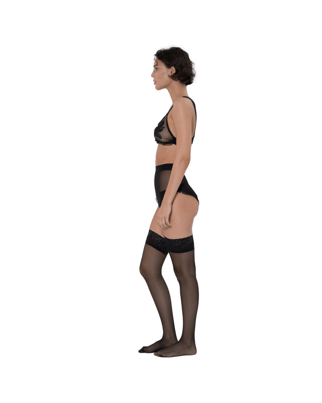 ÉTHER BLACK EMBROIDERED ORGANZA BRA