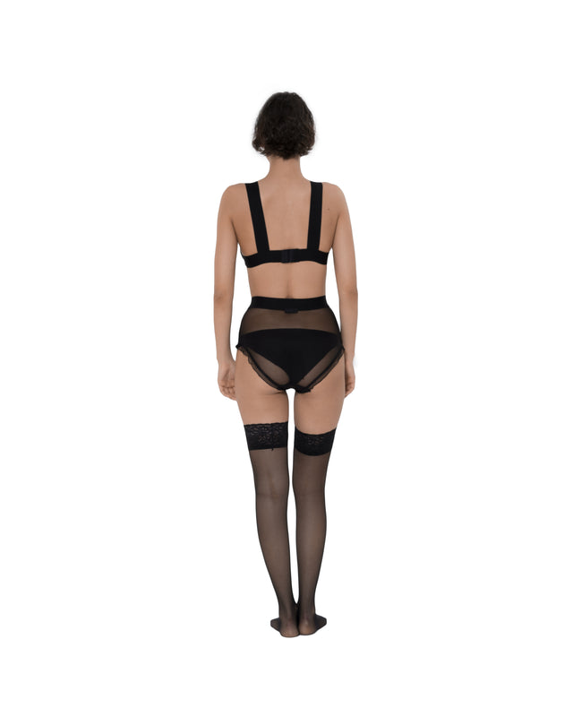 ÉTHER BLACK EMBROIDERED ORGANZA BRA