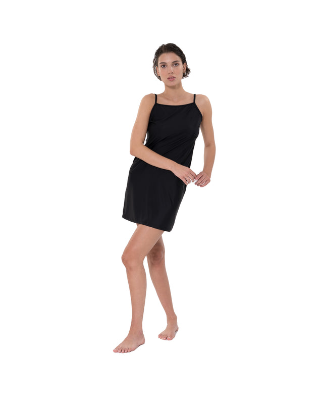 ÉTHER BLACK BACKLESS UNDER/SLIP DRESS