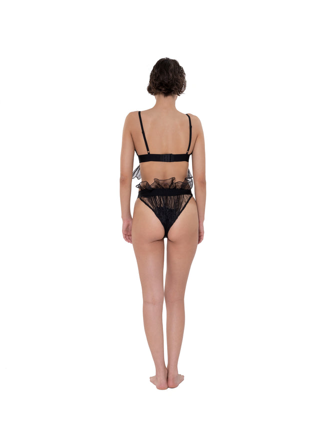 ÉTHER BLACK ORGANZA PLEATED BRIEF