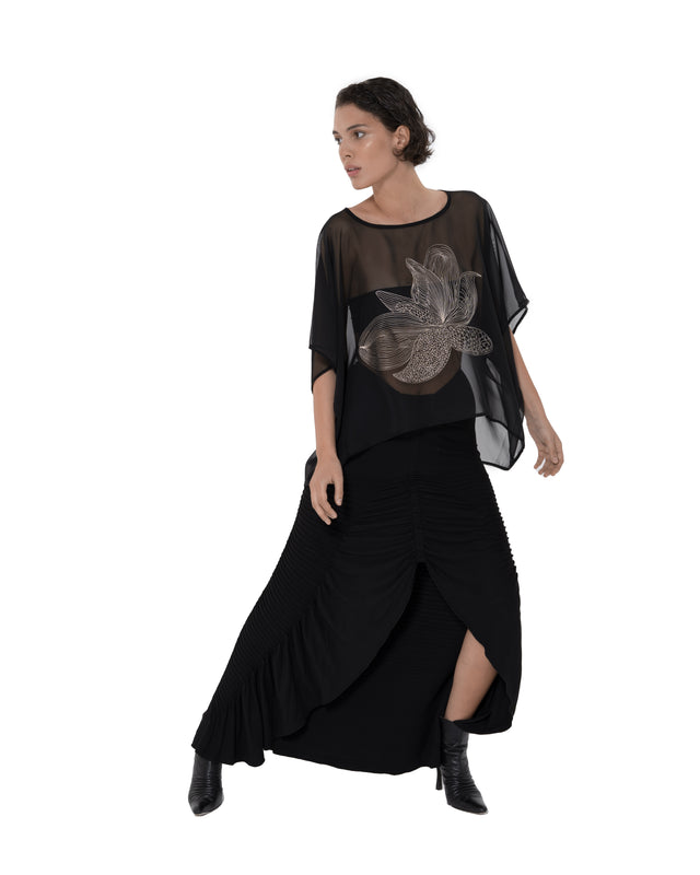 ÉTHER EMBROIDERED CHIFFON WIDE TOP