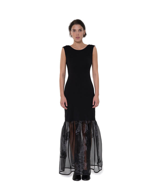 ÉTHER SLIM FIT FLARED EMBROIDERED MAXI DRESS