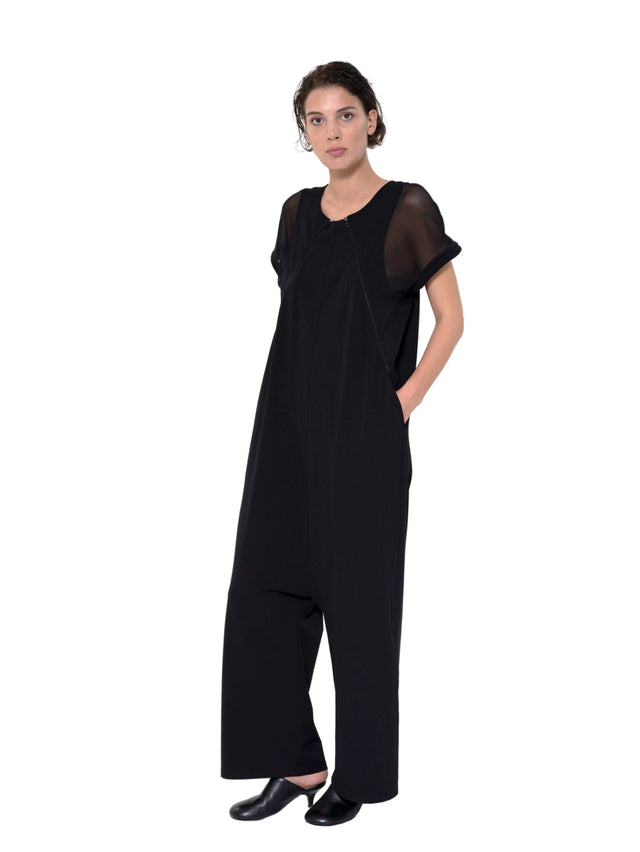 ÉTHER DIAGONAL BLACK ZIP JUMPSUIT