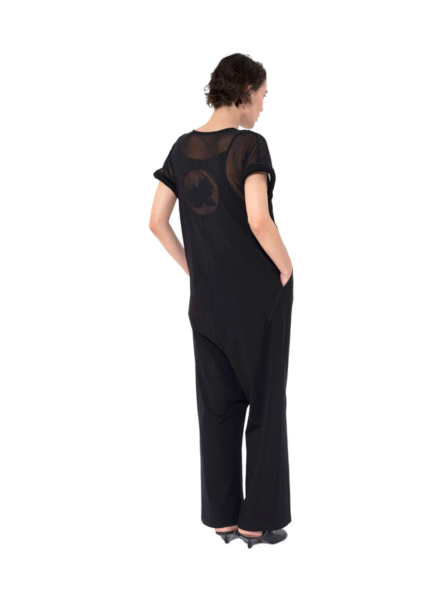 ÉTHER DIAGONAL BLACK ZIP JUMPSUIT