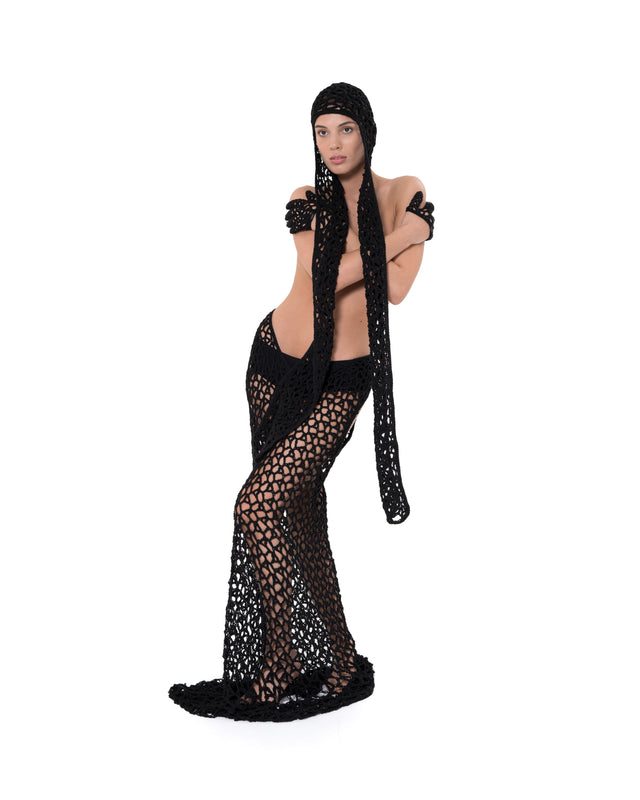 ÉTHER CROCHET BLACK SCARF