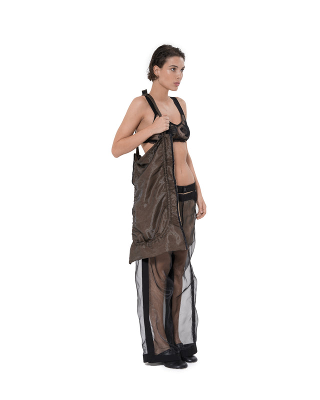 ÉTHER LAYERED LINEN-ORGANZA BAG