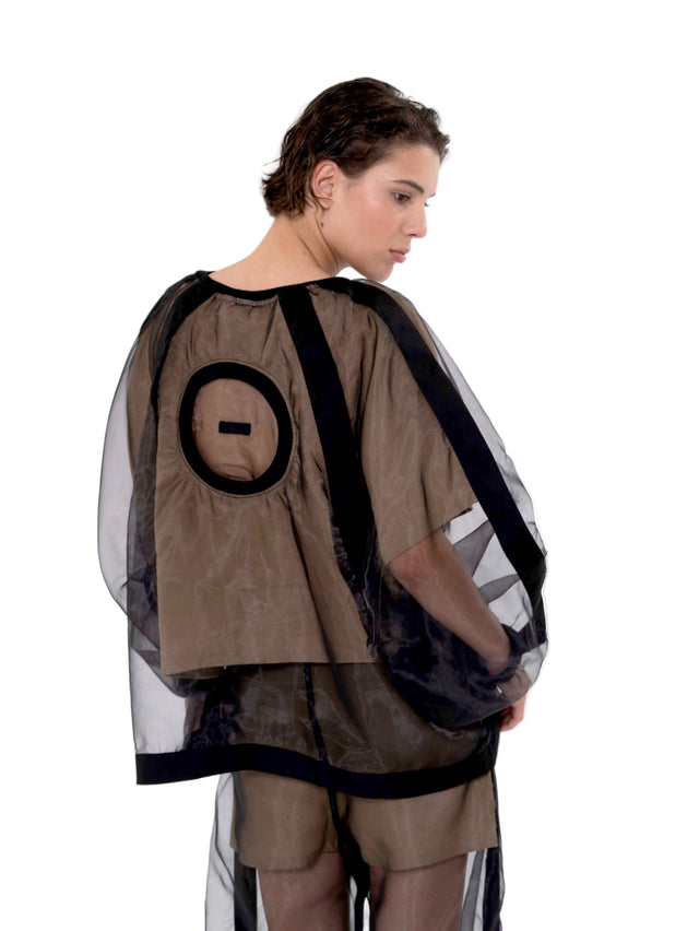 ÉTHER LAYERED LINEN-ORGANZA SWEATSHIRT