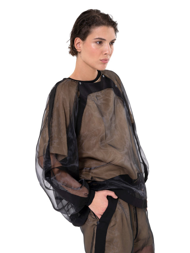 ÉTHER LAYERED LINEN-ORGANZA SWEATSHIRT