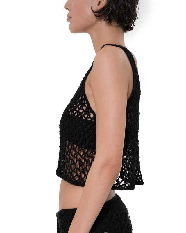 ÉTHER CROCHET BLACK TANK TOP
