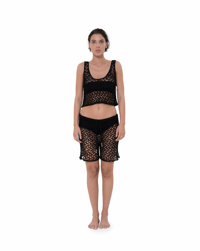 ÉTHER CROCHET BLACK TANK TOP