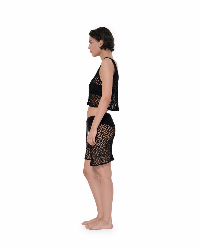 ÉTHER CROCHET BLACK TANK TOP