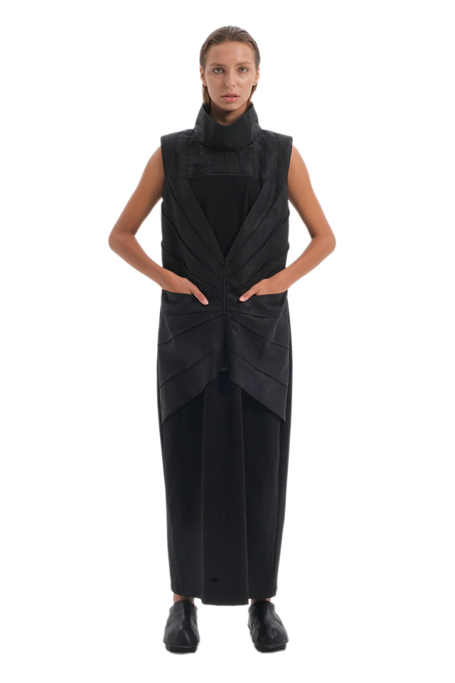 EARS TO EAR(TH) NOIR ORIGAMI VEST DRESS