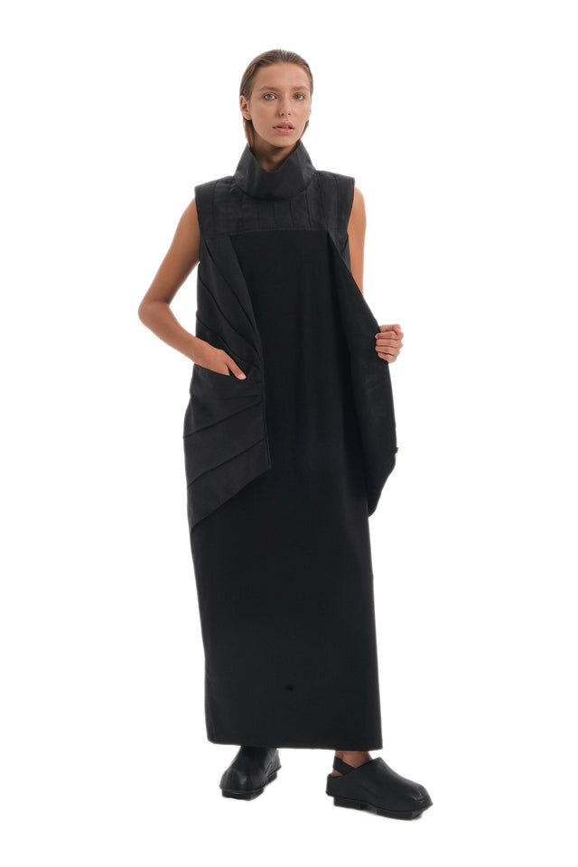 EARS TO EAR(TH) NOIR ORIGAMI VEST DRESS