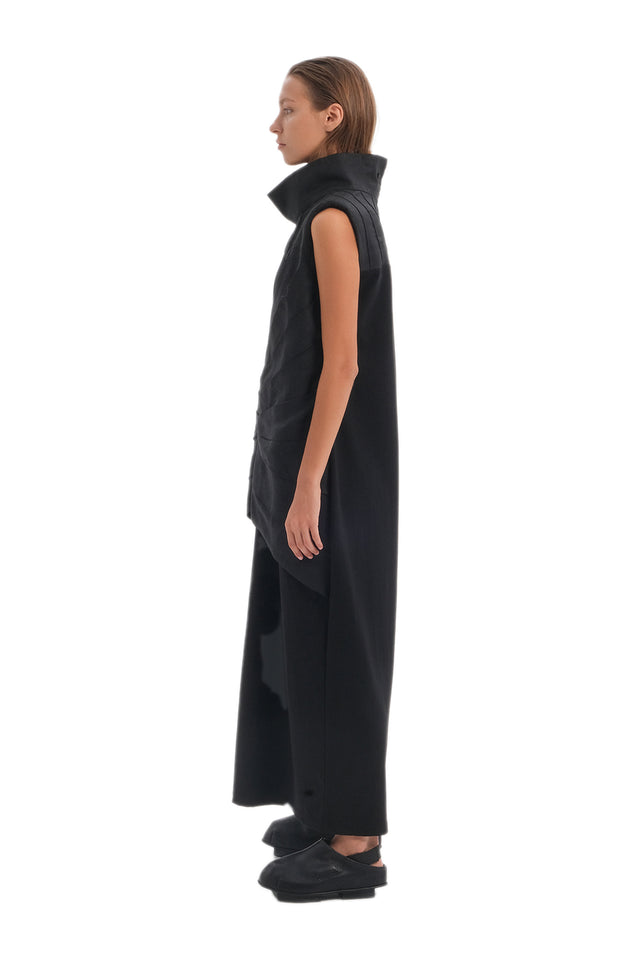 EARS TO EAR(TH) NOIR ORIGAMI VEST DRESS