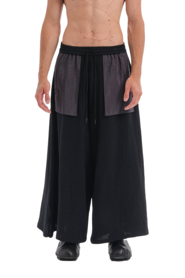 EARS TO EAR(TH) BLACK WIDE-LEG TETRA PANTS