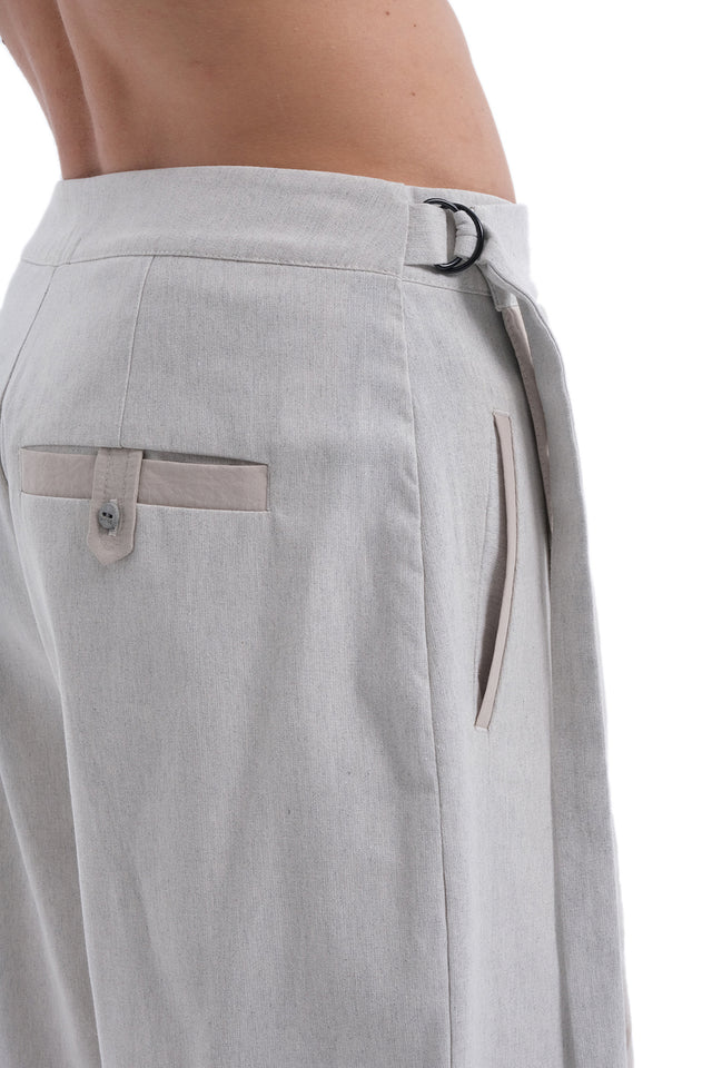 EARS TO EAR(TH) WIDE WRAP BEIGE TROUSERS